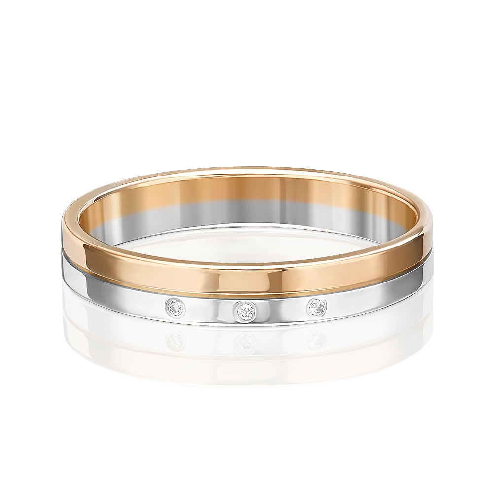 Обручальное кольцо из комбинированного золота с бриллиантами 01-1166-00-101-1111-30