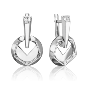 Серьги с английским замком из белого золота с натуральным топазом white