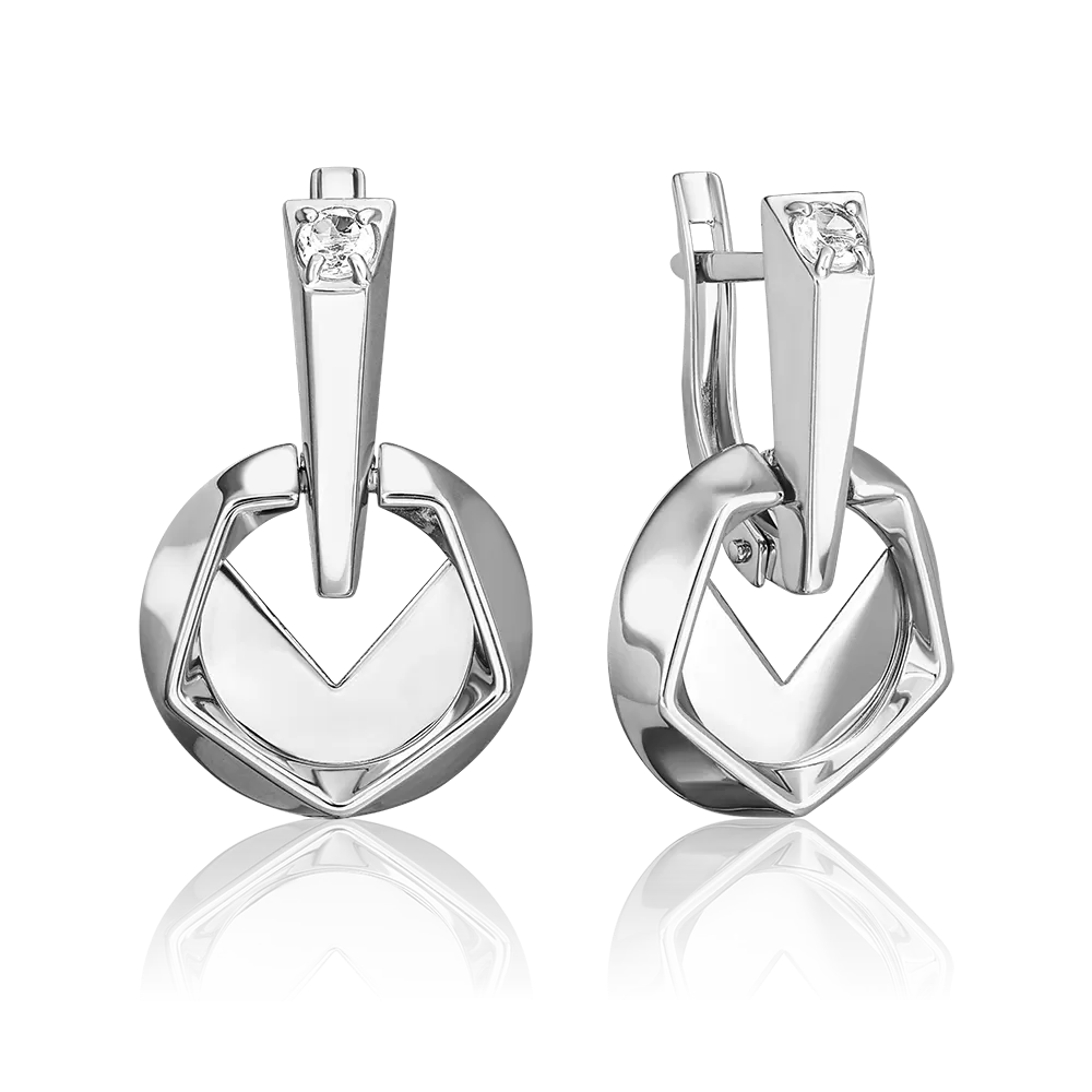 Серьги с английским замком из белого золота с натуральным топазом white 02-5044-00-201-1120