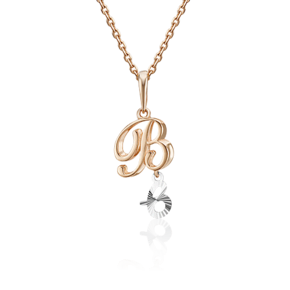 Подвеска «Буква В» из комбинированного золота 03-2950-В-000-1111