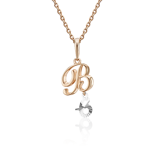 Подвеска «Буква В» из комбинированного золота 03-2950-В-000-1111