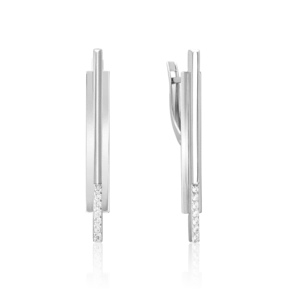 Серьги с английским замком из белого золота с фианитами