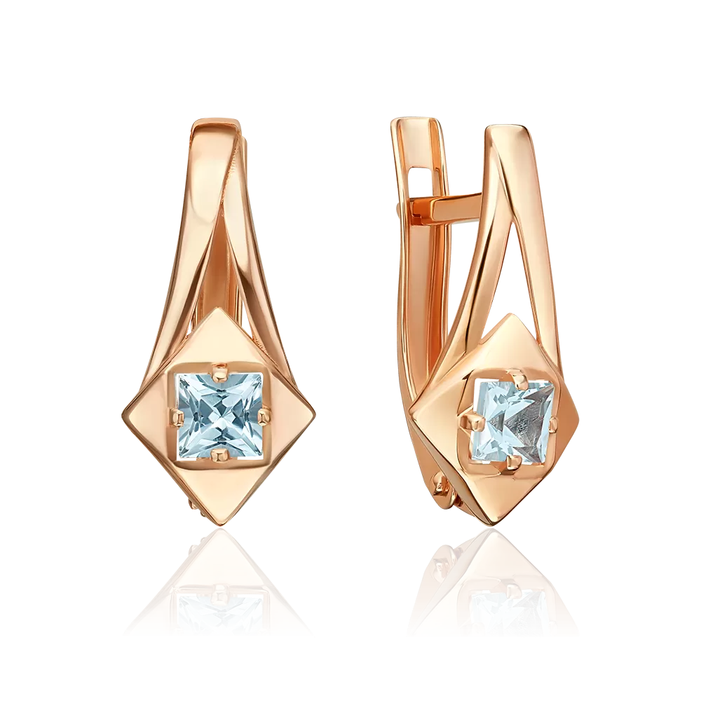 Серьги с английским замком из красного золота с топазом 02-5633-00-201-1110