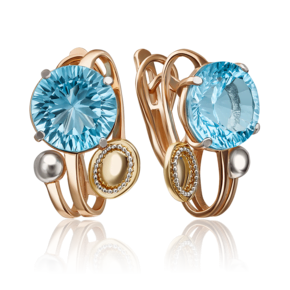 Серьги с английским замком из комбинированного золота с топазом 02-4304-00-201-1113-46