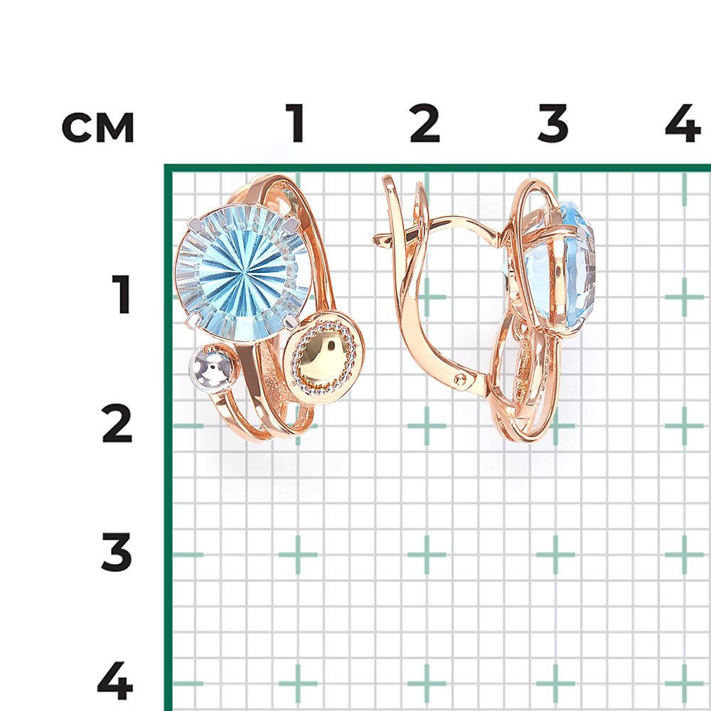 Серьги с английским замком из комбинированного золота с топазом 02-4304-00-201-1113-46