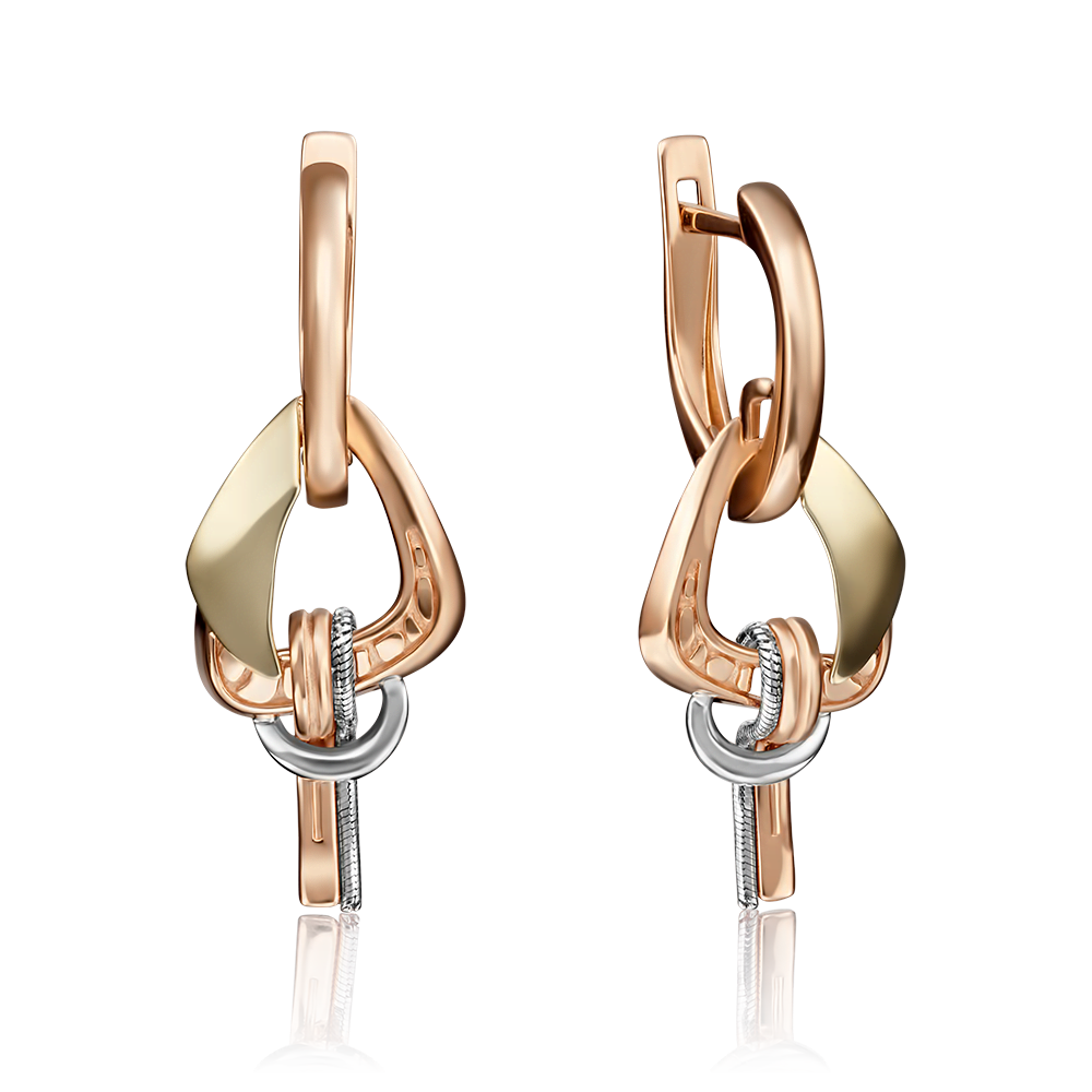 Серьги с английским замком из комбинированного золота 02-4225-00-000-1113-48
