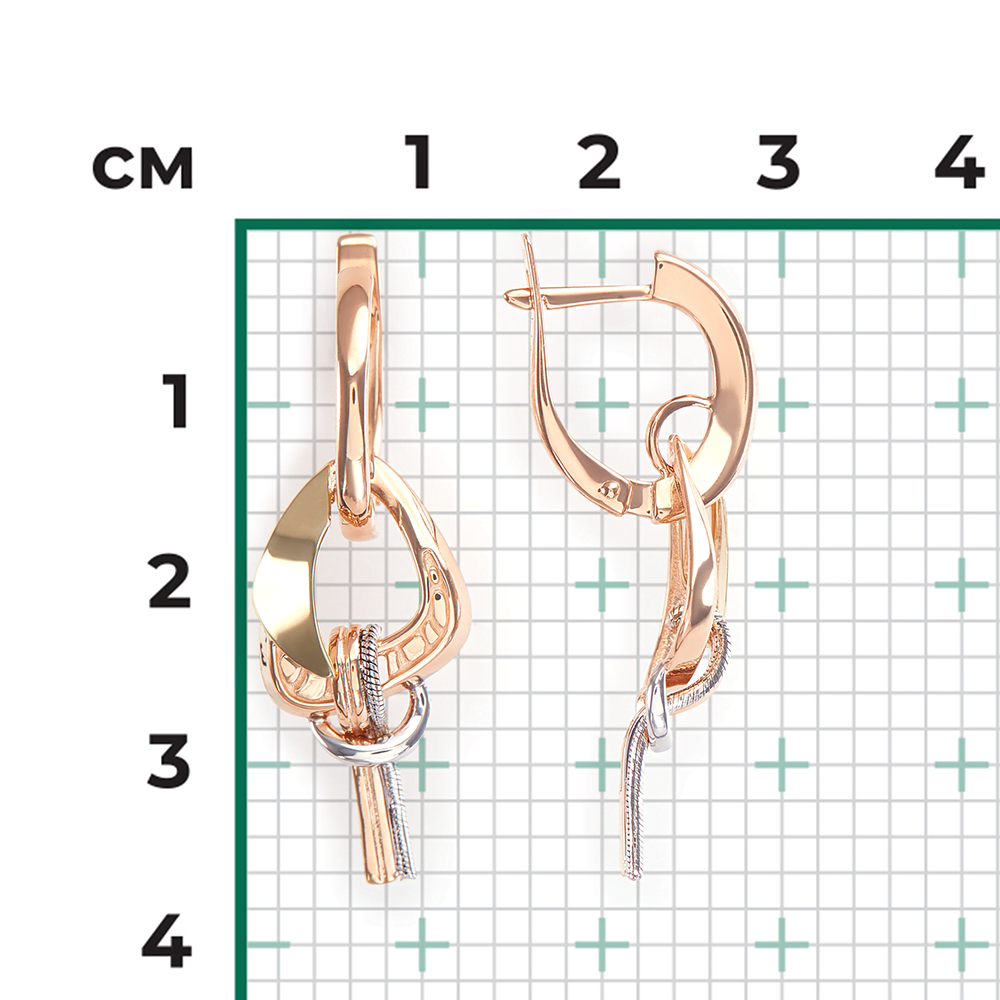 Серьги с английским замком из комбинированного золота 02-4225-00-000-1113-48