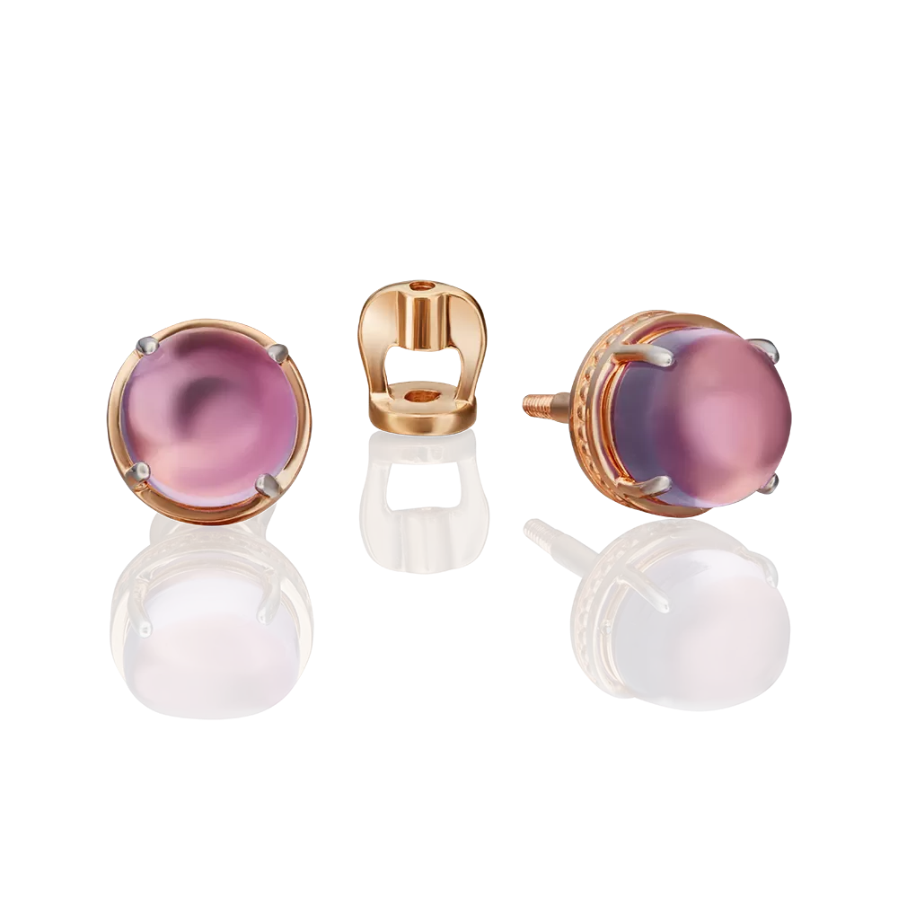 Серьги-пусеты из красного золота с аметистом 02-4678-00-203-1110-46