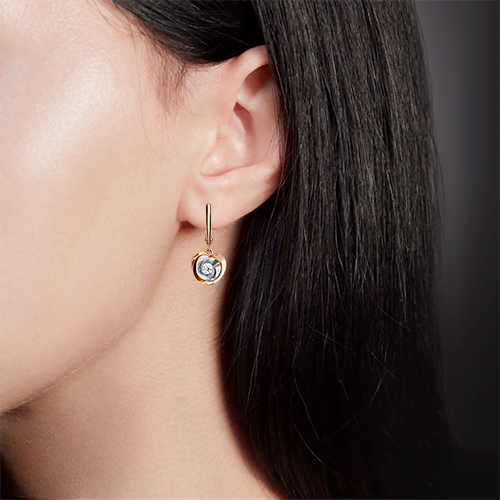 Серьги «Яблоки» с английским замком из комбинированного золота с фианитом 02-4327-00-501-1111-38