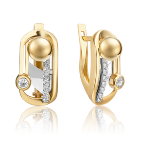 Серьги «Стильная фантазия» из комбинированного золота с натуральными топазами white 02-4839-00-201-1121