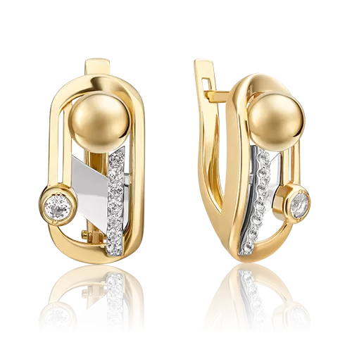 Серьги «Стильная фантазия» из комбинированного золота с натуральными топазами white 02-4839-00-201-1121