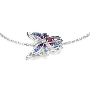 Браслет «Бабочка Махаон» из серебра с гранатом и эмалью 05-0688-00-204-0200-69