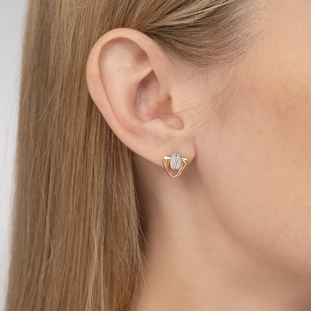 Серьги-пусеты из комбинированного золота 02-4915-00-000-1111