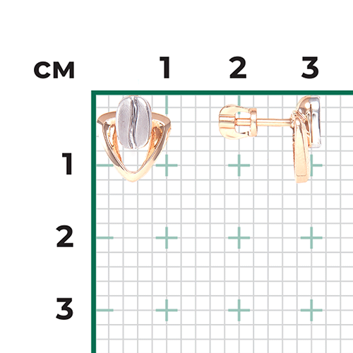 Серьги-пусеты из комбинированного золота 02-4915-00-000-1111