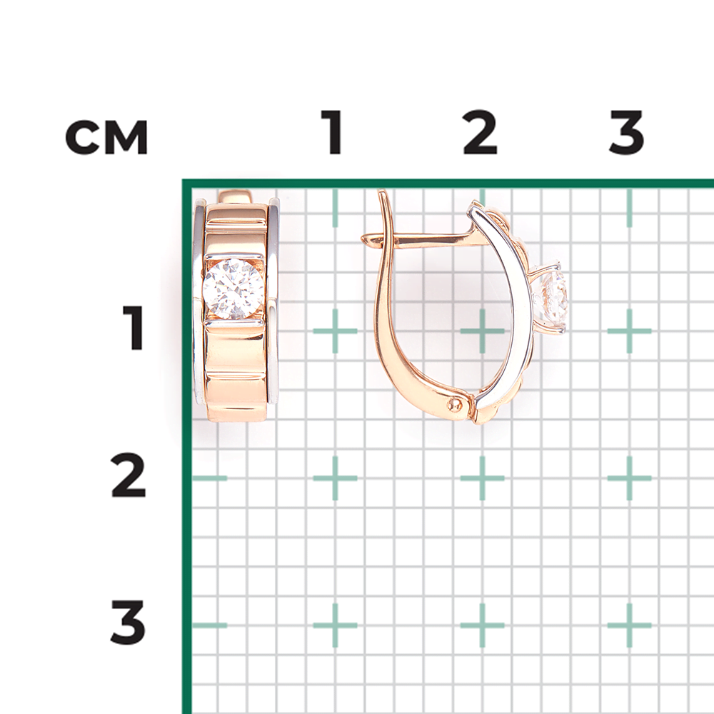 Серьги с английским замком из комбинированного золота с фианитом 02-4206-00-501-1111-38