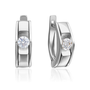 Серьги с английским замком из белого золота с бриллиантом 02-4138-00-101-1120-30