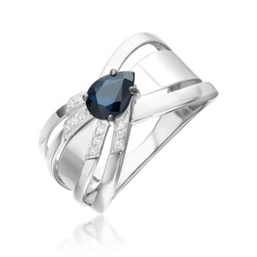 Кольцо из белого золота с сапфиром и бриллиантами 01-5750-00-105-1120