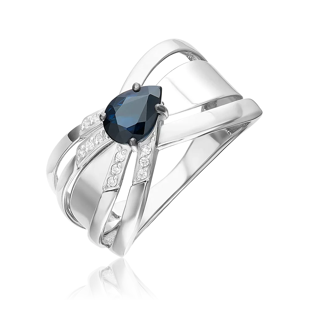 Кольцо из белого золота с сапфиром и бриллиантами 01-5750-00-105-1120