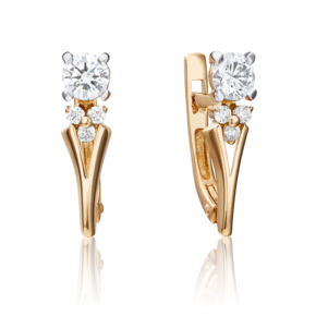 Серьги с английским замком из красного золота с бриллиантами