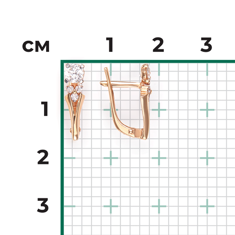 Серьги с английским замком из красного золота с бриллиантами 02-0439-00-101-1110-30