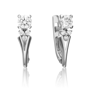 Серьги с английским замком из белого золота с бриллиантами 02-0440-00-101-1120-30