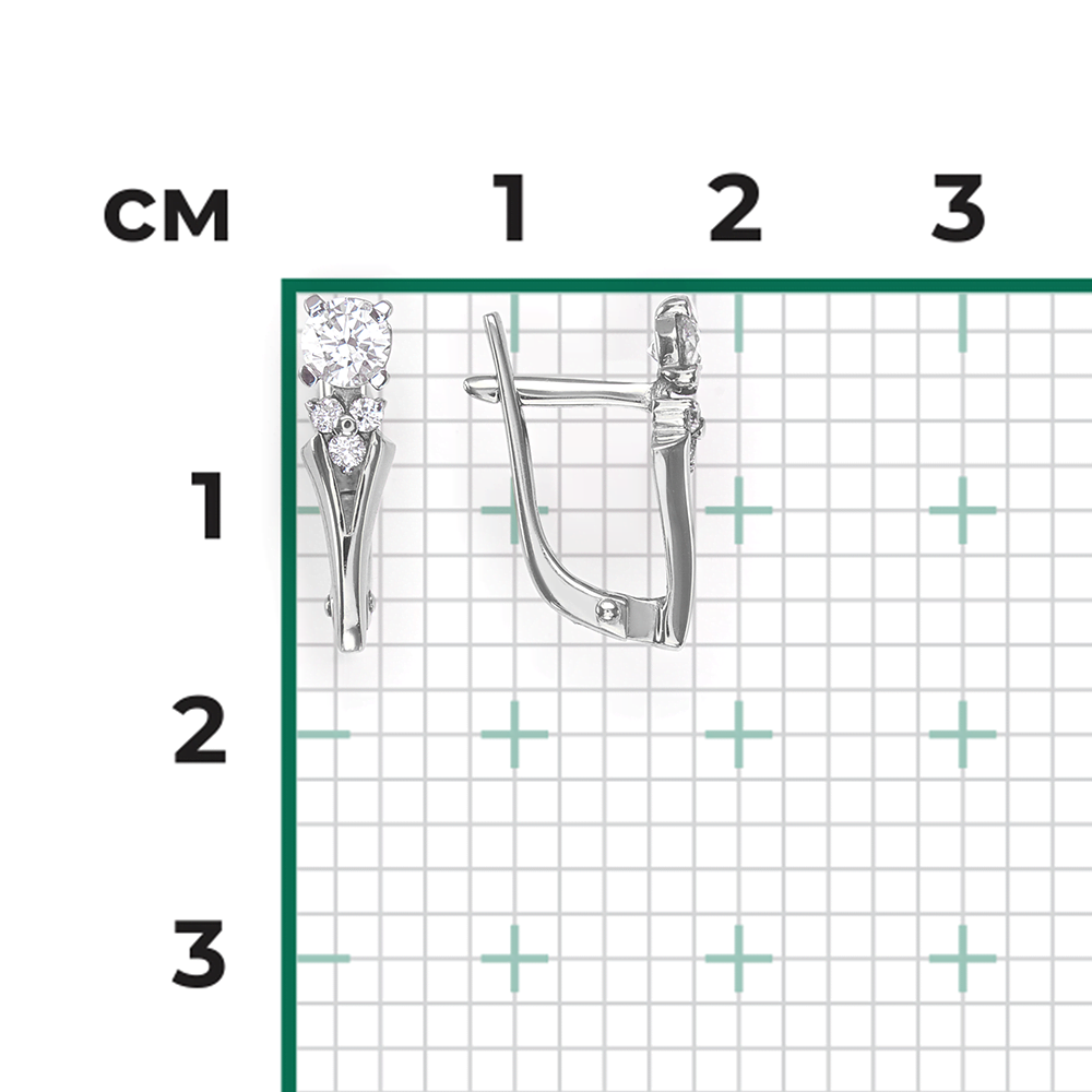 Серьги с английским замком из белого золота с бриллиантами 02-0440-00-101-1120-30