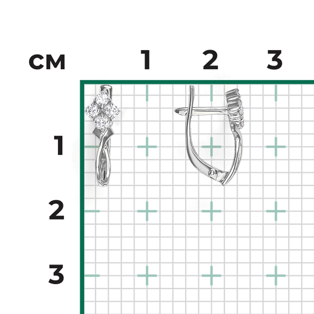 Серьги с английским замком из белого золота с бриллиантами 02-0442-00-101-1120-30