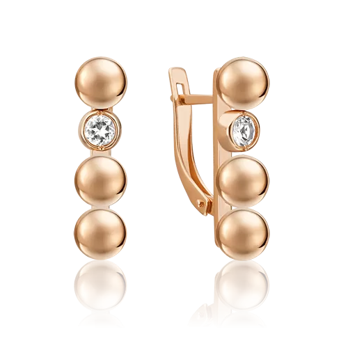 Серьги «Дуэт форм» из красного золота с натуральным топазом white 02-4831-00-201-1110