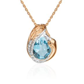 Подвеска «Лебедь» из красного золота с топазом и натуральными топазами white 03-3225-00-201-1110-46