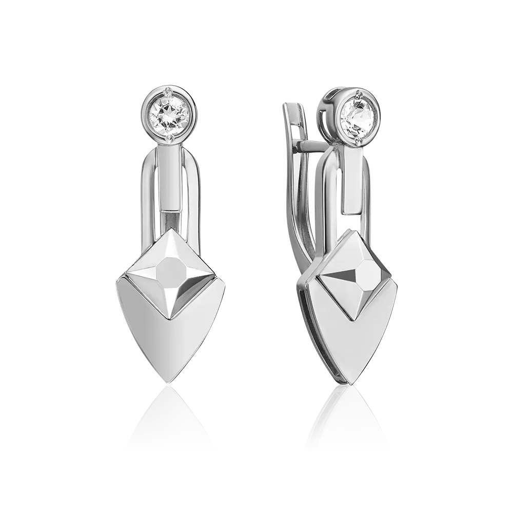 Серьги с английским замком из белого золота с натуральным топазом white 02-5033-00-201-1120