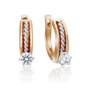 Серьги с английским замком из комбинированного золота с фианитом 02-4328-00-501-1111-38