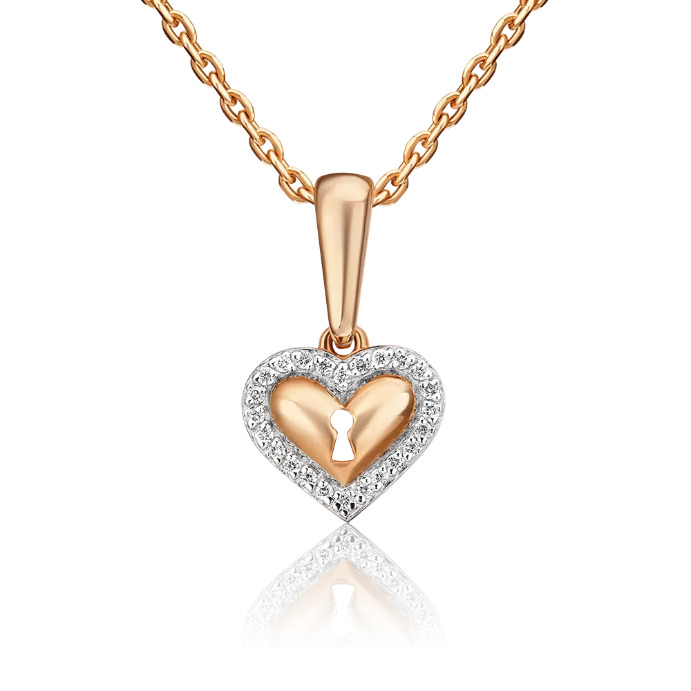 Подвеска «Сердце» из красного золота с фианитами 03-2336-00-401-1110-23