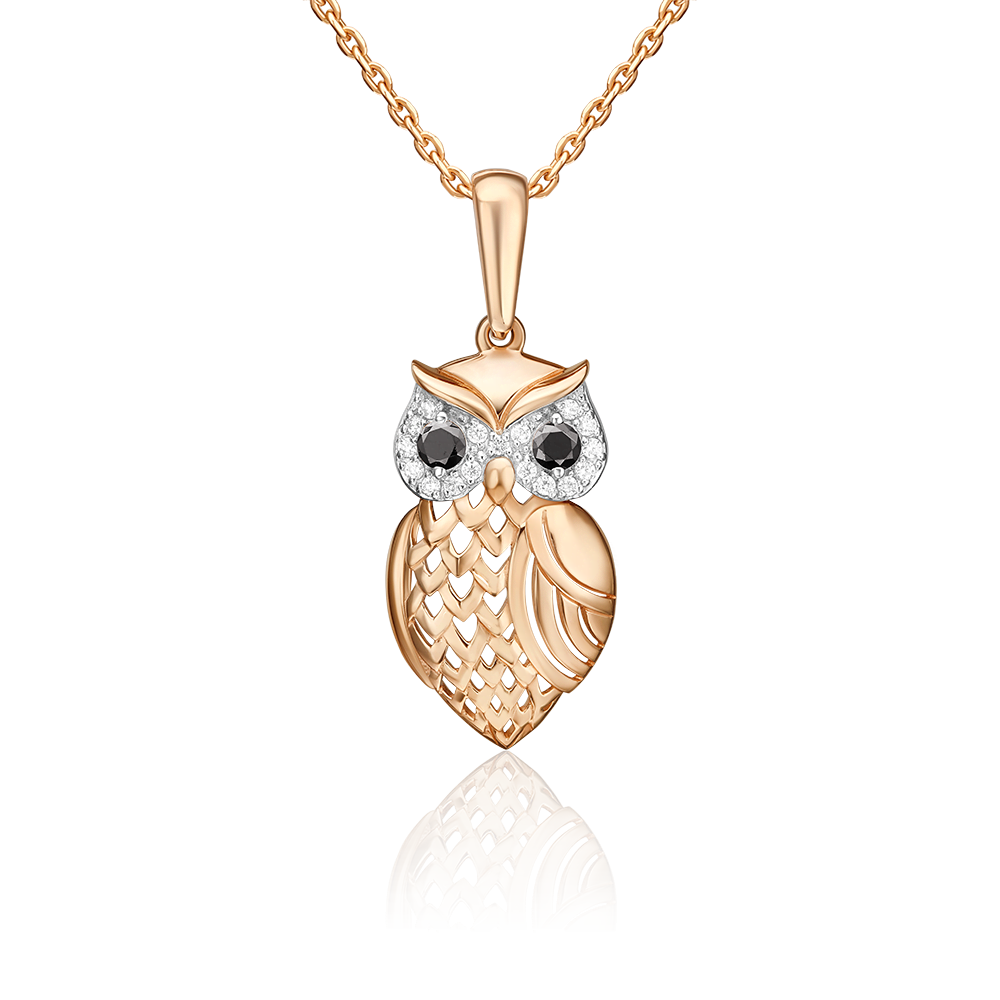 Подвеска «Сова» из красного золота с фианитами 03-2338-00-403-1110-03