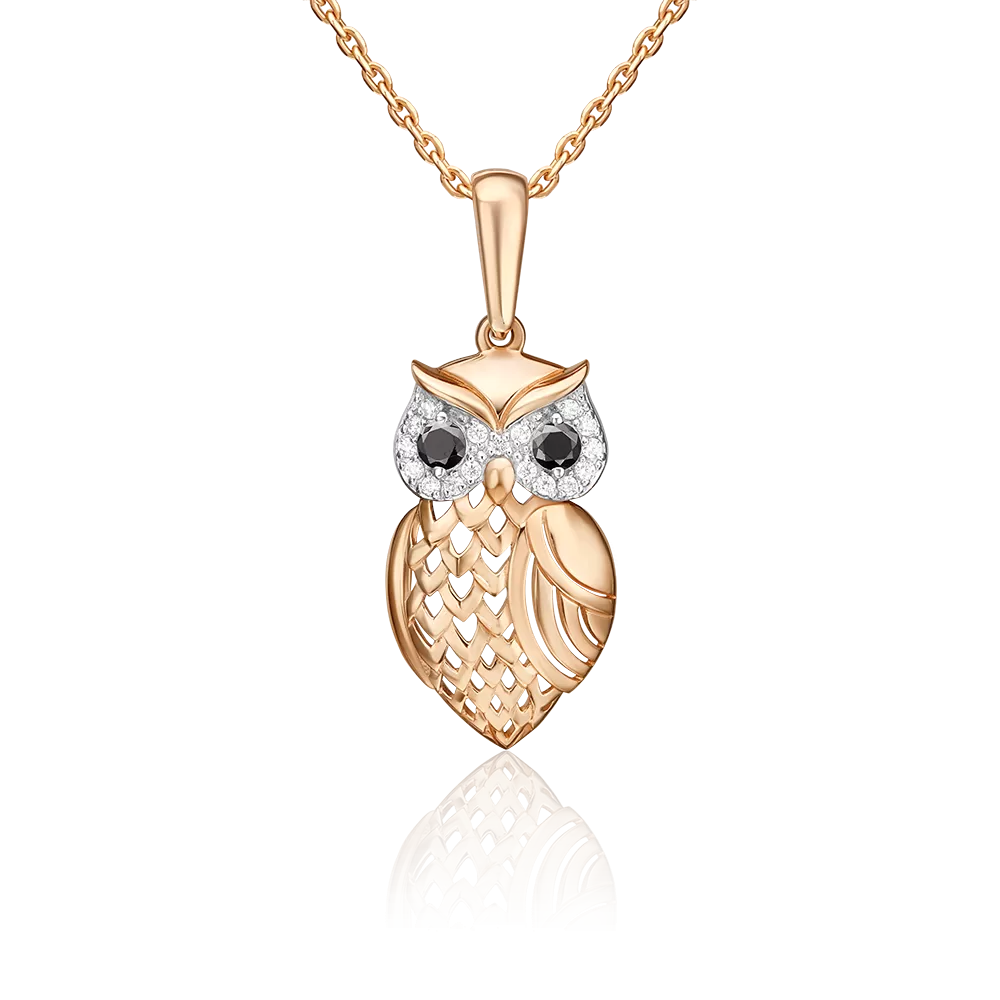 Подвеска «Сова» из красного золота с фианитами 03-2338-00-403-1110-03