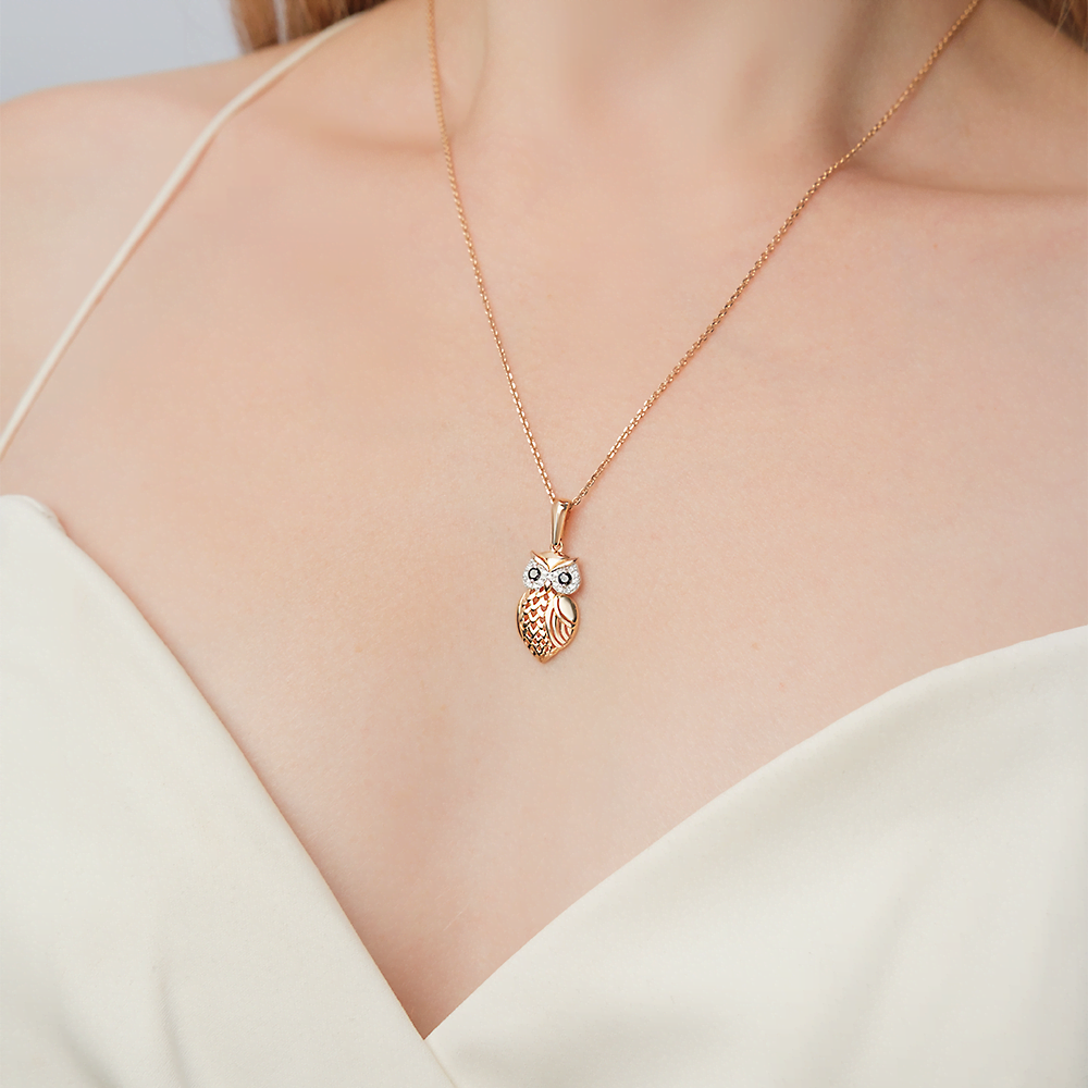 Подвеска «Сова» из красного золота с фианитами 03-2338-00-403-1110-03