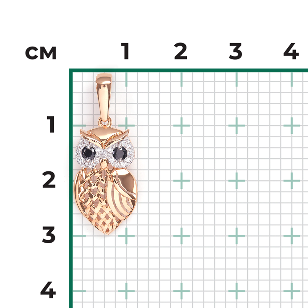 Подвеска «Сова» из красного золота с фианитами 03-2338-00-403-1110-03
