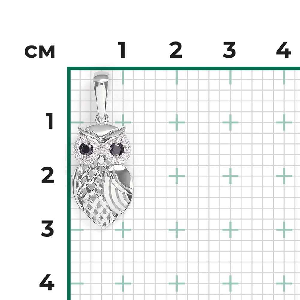 Подвеска «Сова» из белого золота с фианитами 03-2338-00-403-1120-03