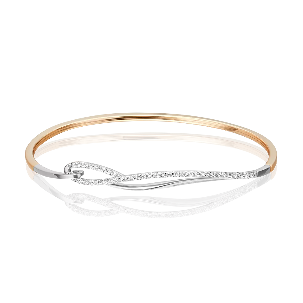 Браслет жесткий из комбинированного золота с фианитами 05-0523-00-401-1111-24