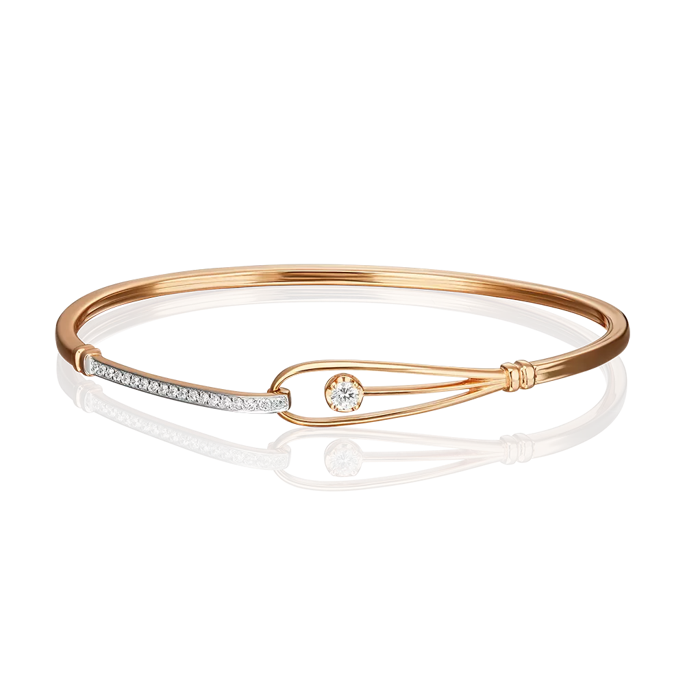 Браслет жесткий из красного золота с фианитами 05-0524-00-401-1110-24