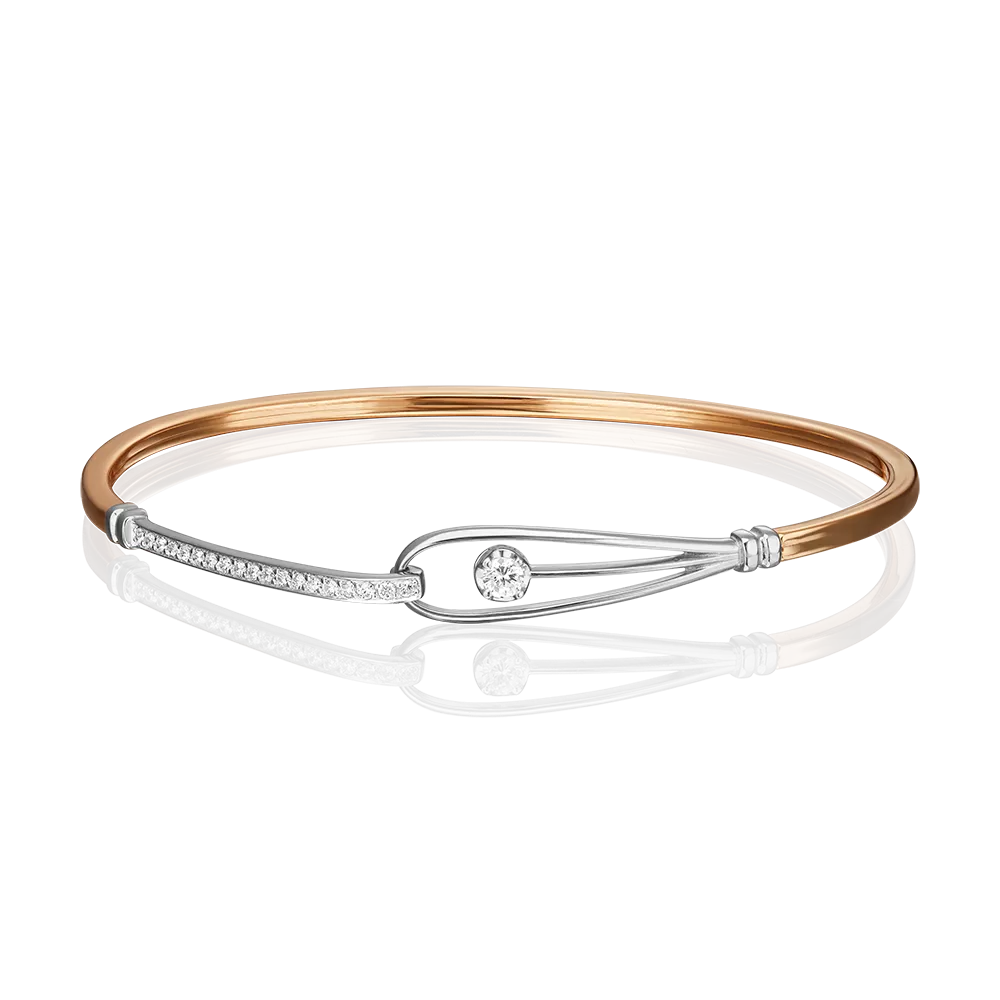 Браслет жесткий из комбинированного золота с фианитами 05-0524-00-401-1111-24