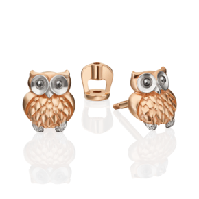 Серьги-пусеты «Совы» из красного золота 02-4469-00-000-1110-02
