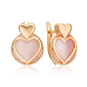 Серьги «Первая любовь» с английским замком из красного золота с перламутром 02-5461-00-745-1110