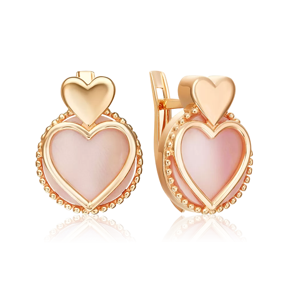 Серьги «Первая любовь» с английским замком из красного золота с перламутром 02-5461-00-745-1110