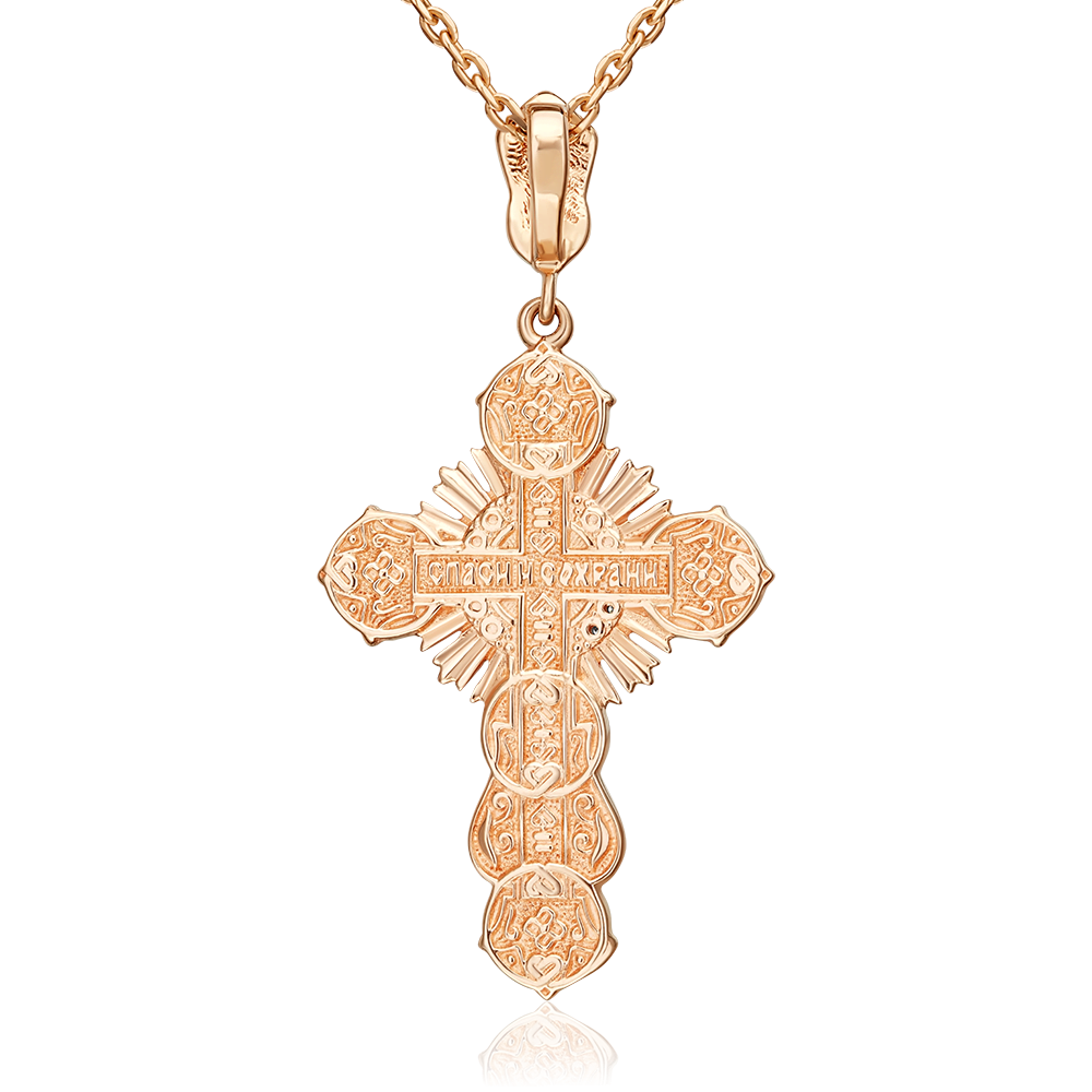 Православный крест из комбинированного золота с фианитами 03-1467-00-401-1111-03
