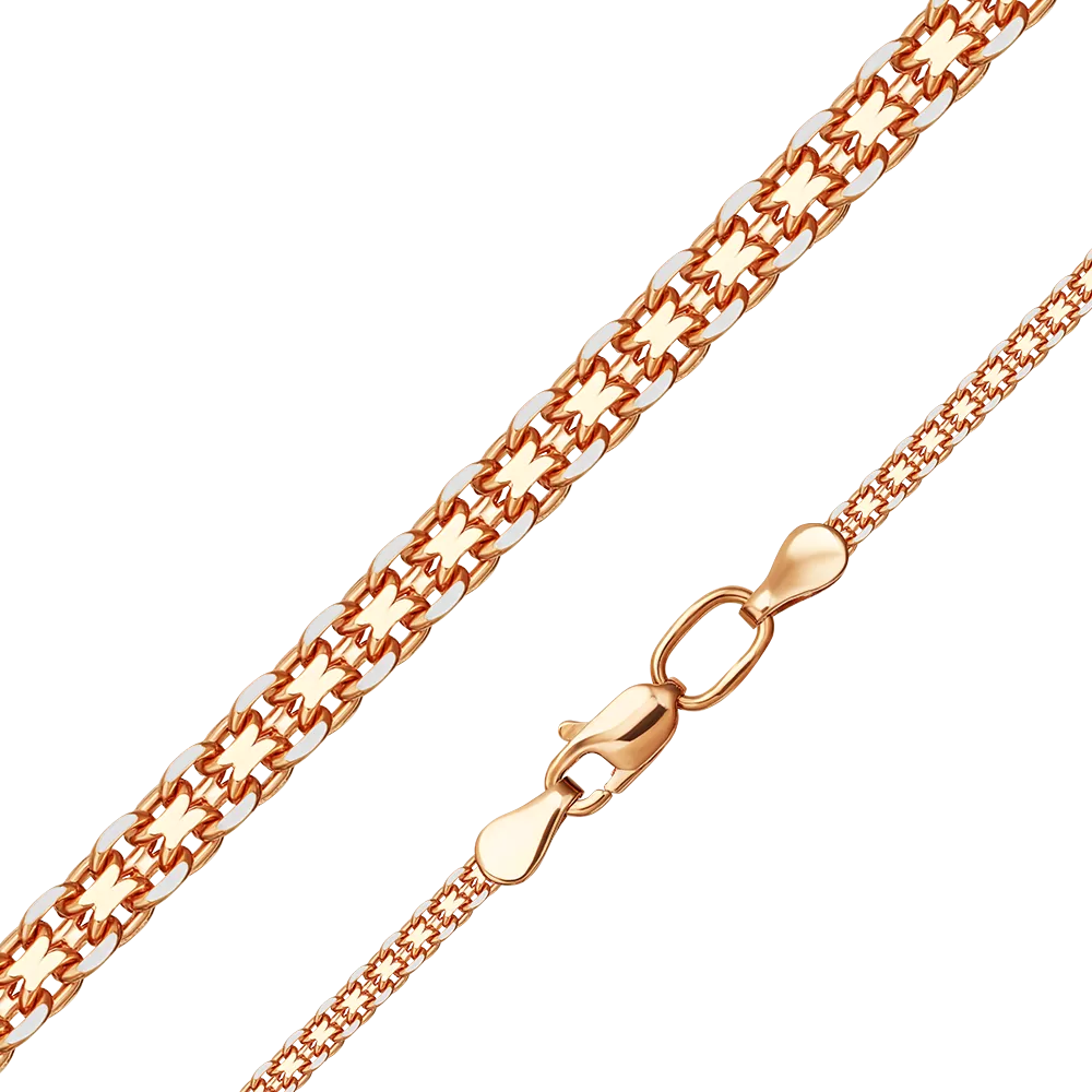 Цепь из красного золота с алмазной гранью (плетение «Бисмарк двойной якорь») 21-2039-040-1110-17