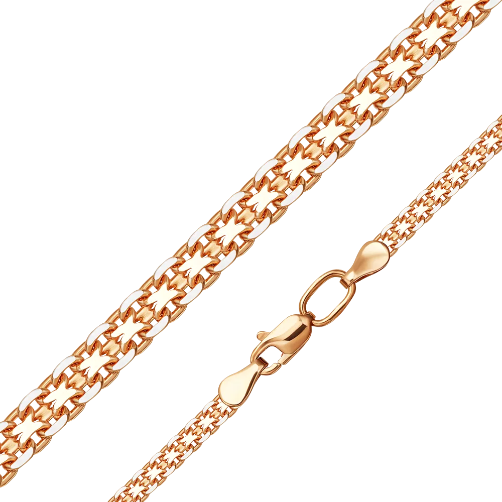 Цепь из красного золота с алмазной гранью (плетение «Бисмарк двойной якорь») 21-2039-050-1110-17