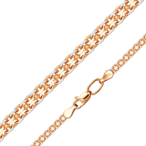 Цепь из красного золота с алмазной гранью (плетение «Бисмарк двойной якорь») 21-2039-060-1110-17