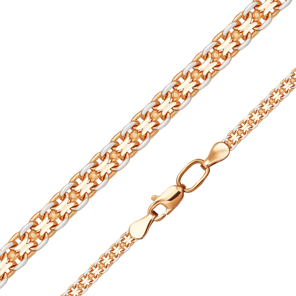 Цепь из красного золота с алмазной гранью (плетение «Бисмарк двойной якорь») 21-2039-060-1110-17