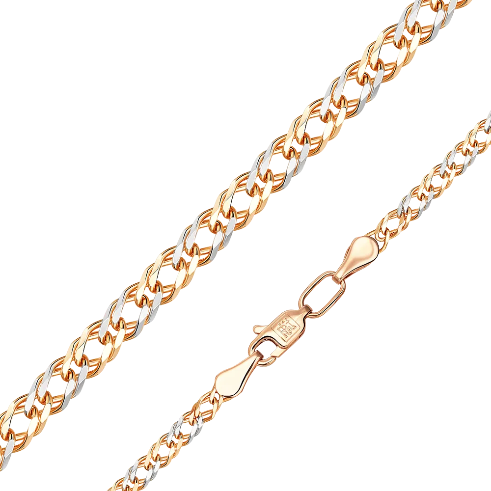 Цепь из красного золота с алмазной гранью (плетение «Двойной ромб») 21-0339-060-1110-17