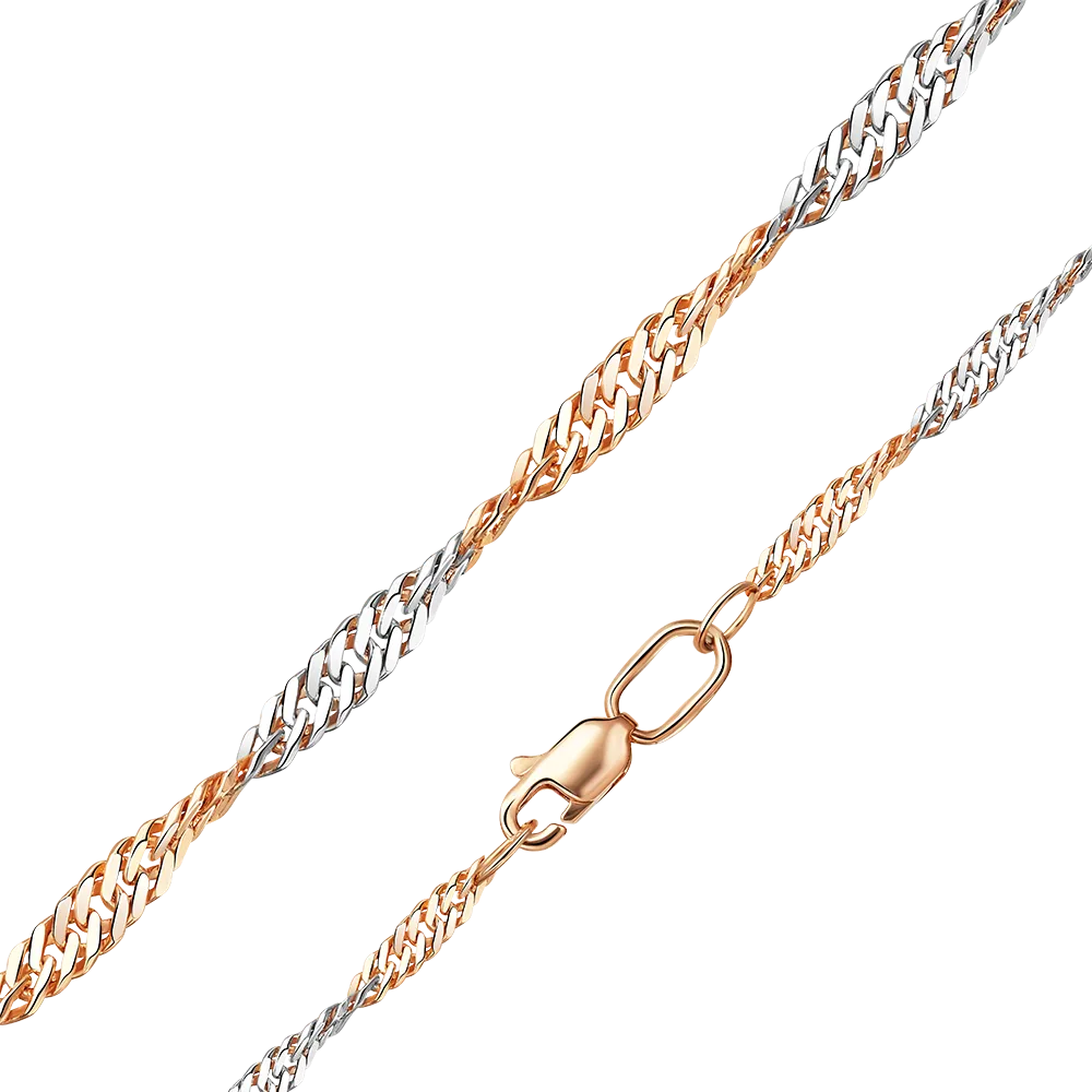 Цепь из красного золота с алмазной гранью (плетение «Сингапур») 21-0739-040-1110-17